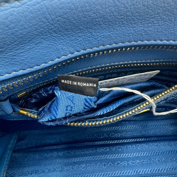 Auth Prada Small Blue Vitello Daino Convertible 2way Satchel Preloved Purse Ex+ - Picture 16 of 16